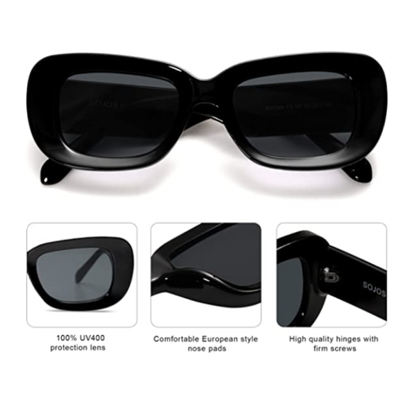 New 90's Thick Rectangular Sunglasses Womens Mens Concave Chunky Frame - Picture 3 of 4